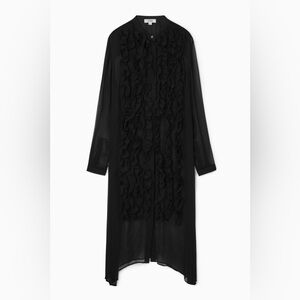 COS RUFFLED ASYMMETRIC MIDI DRESS